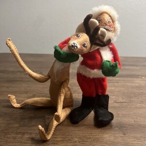 Mobilitee Annalee Dolls Reindeer & Santa Christmas Doll‎  1963 1965 Vintage